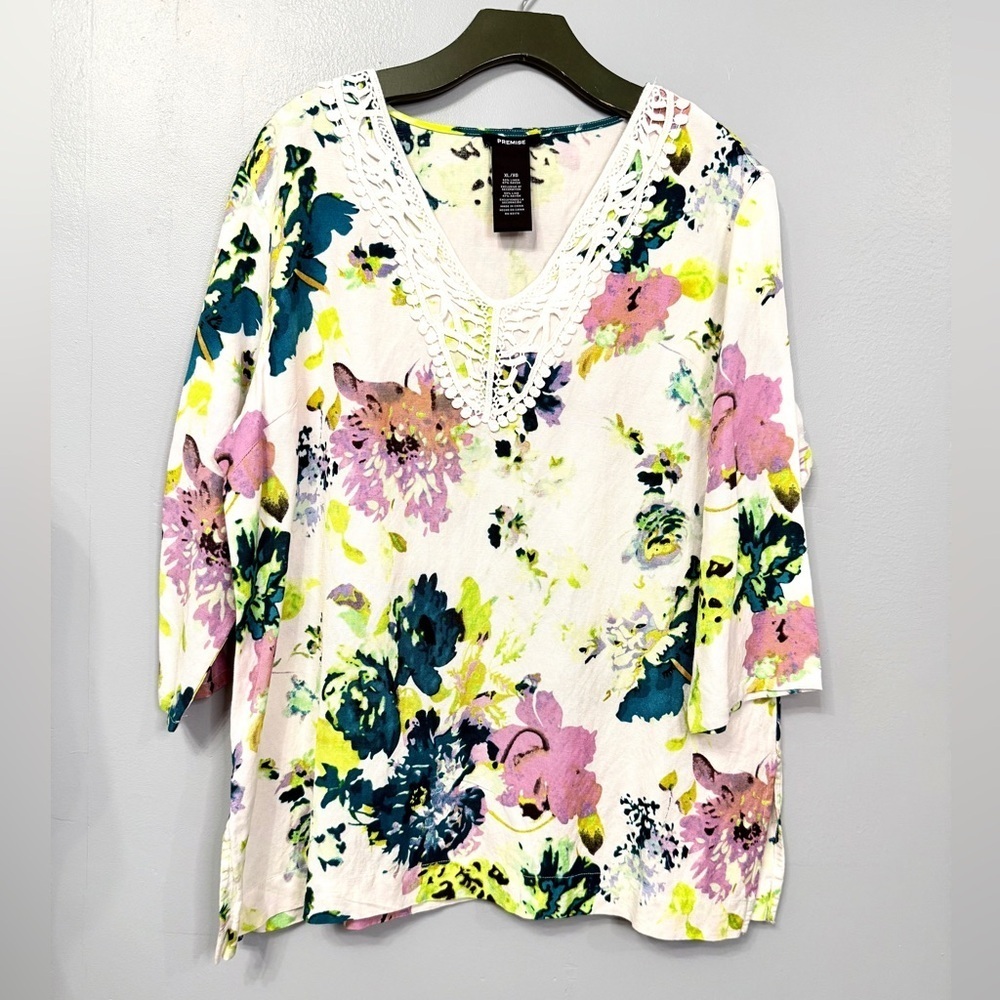 #12) NWOT Premise Multicolor Floral Lace Blouse
